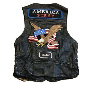 Leather Biker Vest  Womens Size 36 Eagle Patch